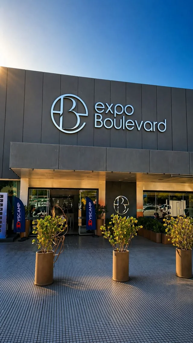 Fachada do Expo Boulevard ao entardecer